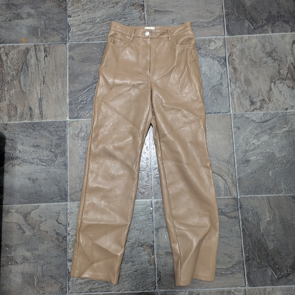 Wilfred Beige Faux Leather Trousers US 0 - Picture 2 of 3